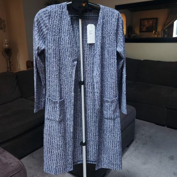 NWT BeNancy blue blend duster with pockets sz Medium - Picture 1 of 3